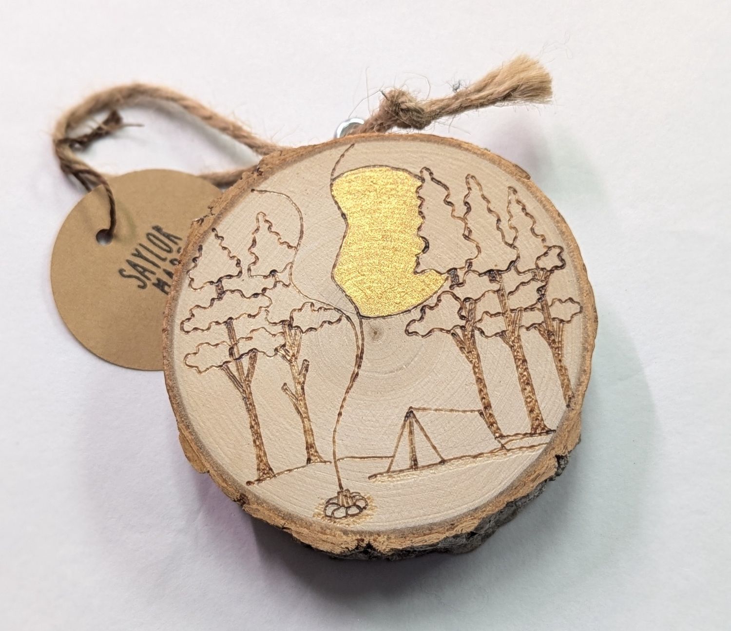Woodburn Camping Gold Moon Ornament