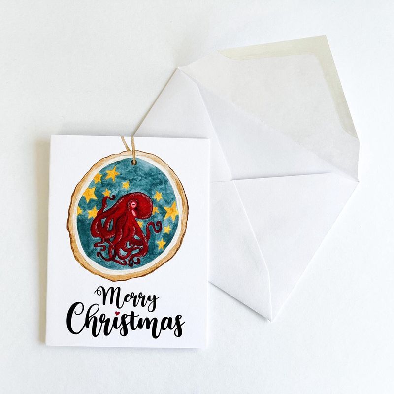 Octopus Ornament Christmas Card