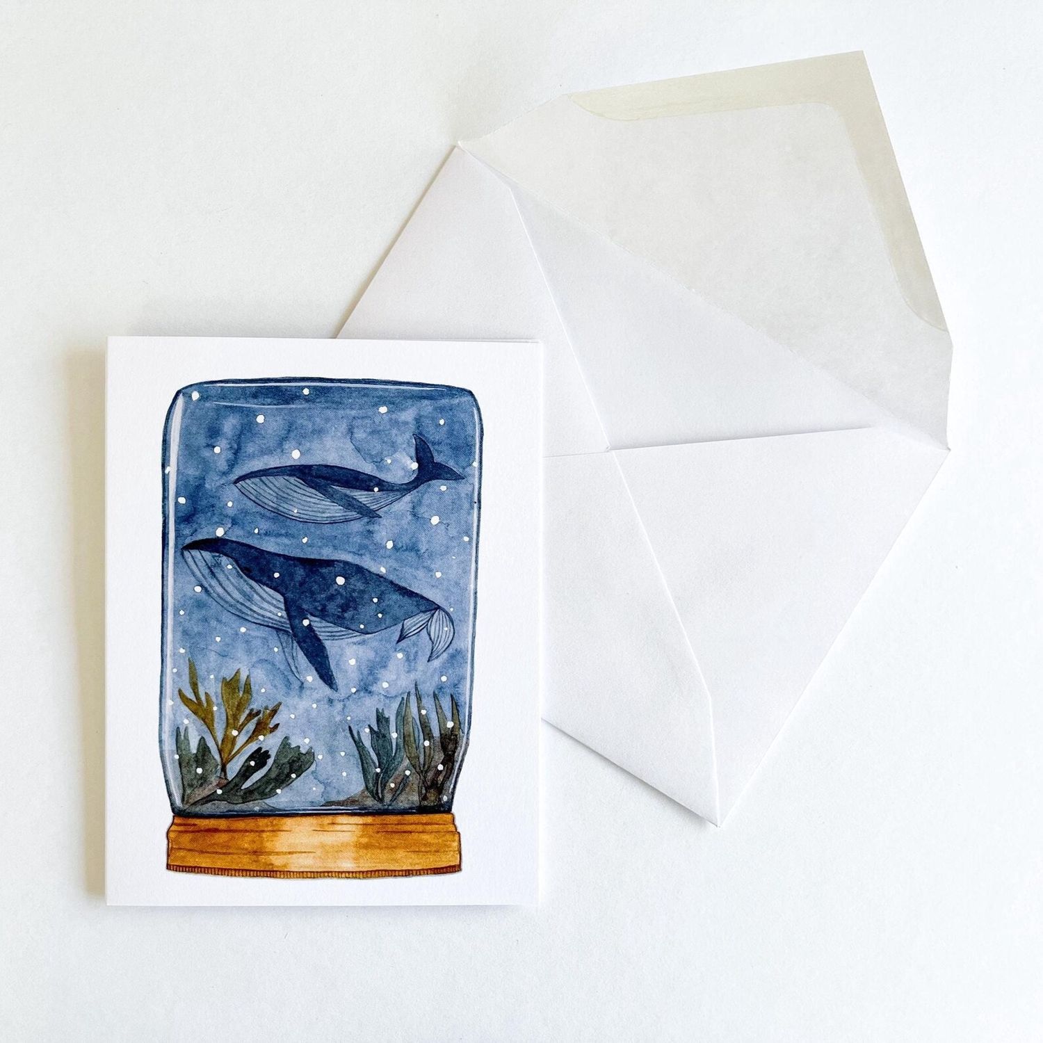 Snow Globe Whales Card