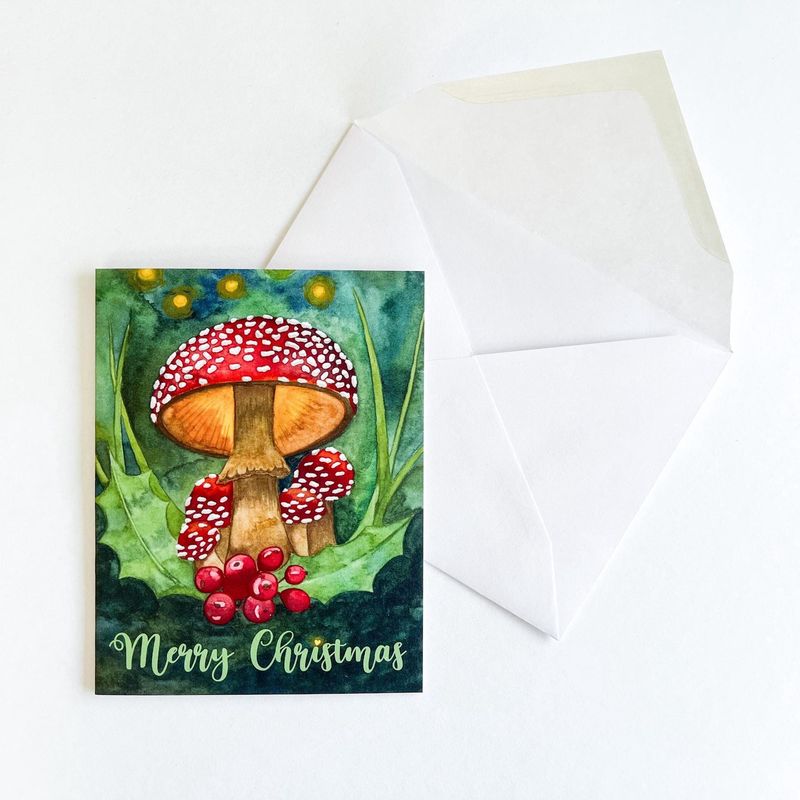 Mushrooms Christmas Card