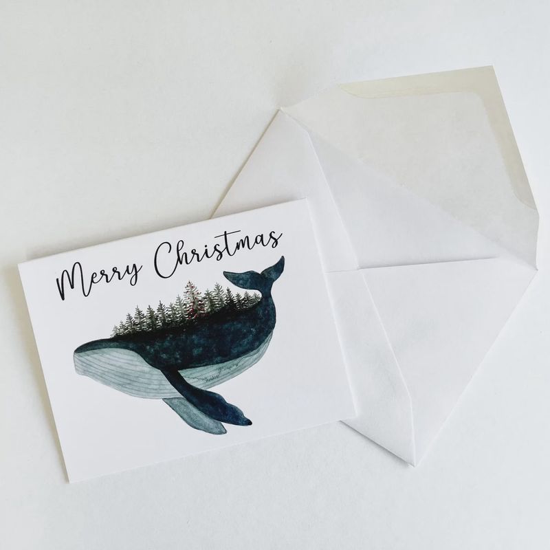 Christmas Tree Whale Card