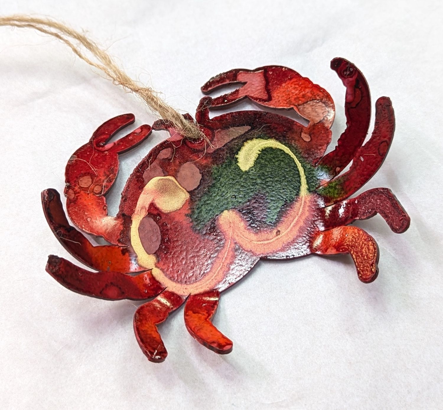 Painted Metal Crab Ornament