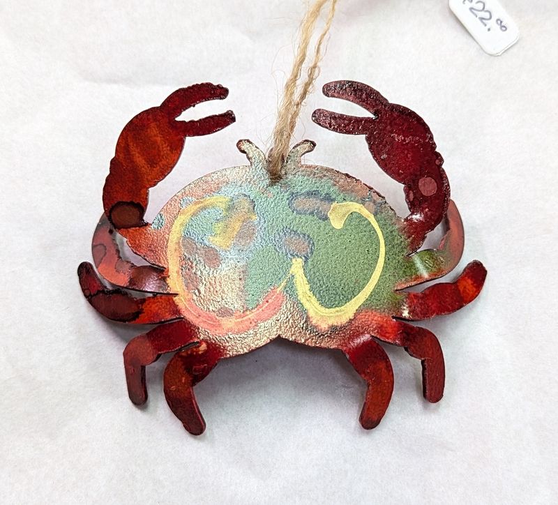 Painted Metal Crab Ornament