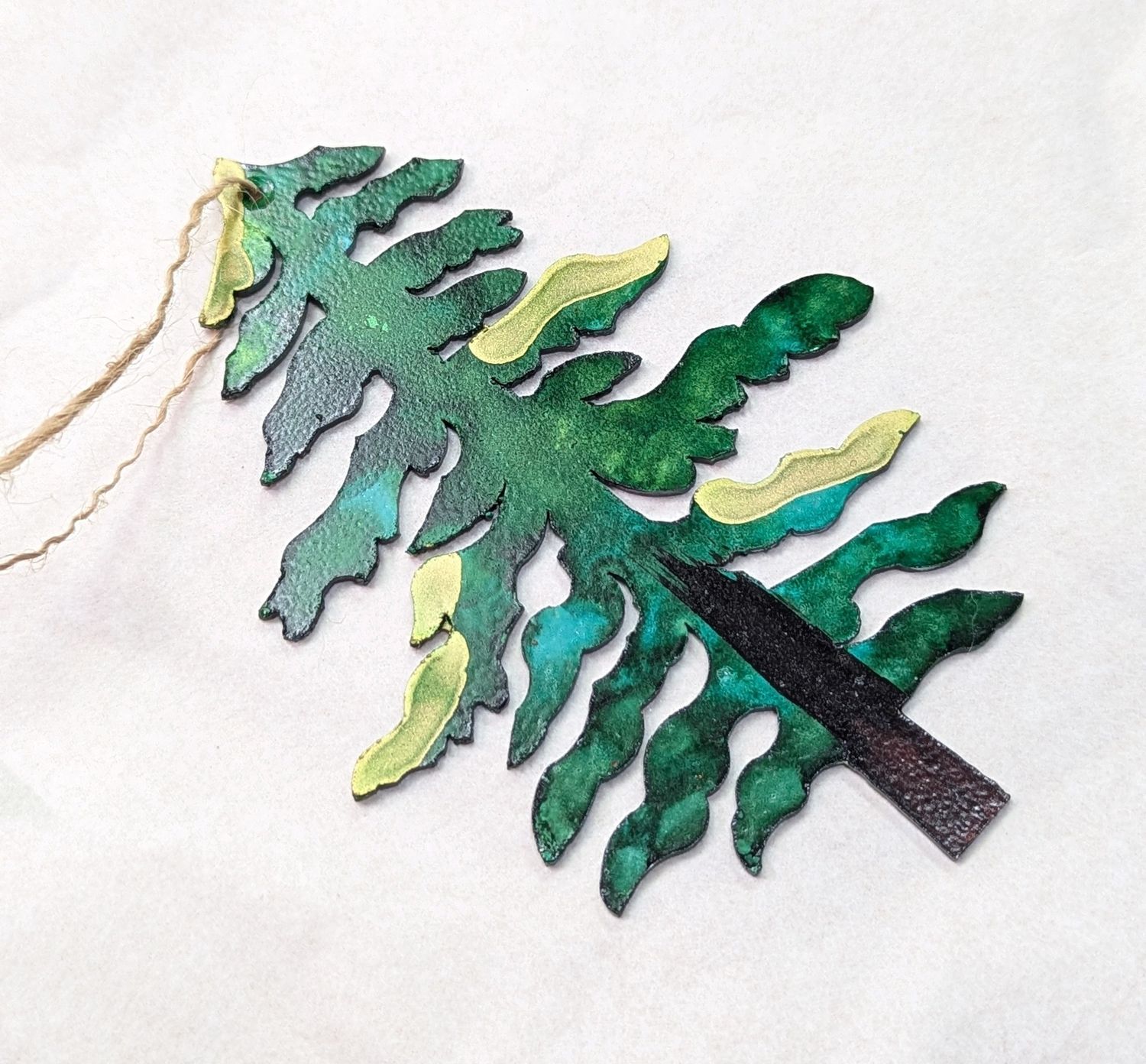 Painted Metal Tree Ornament