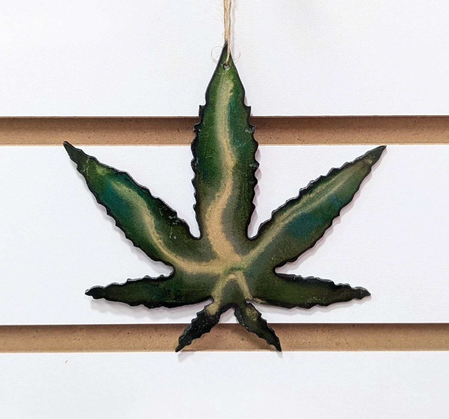 Painted Metal Pot Leaf Ornament