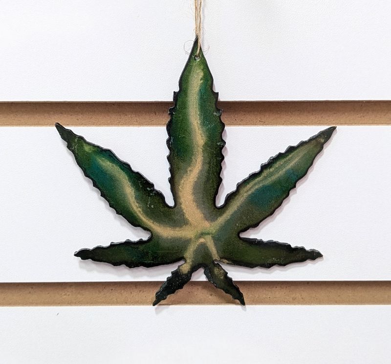 Painted Metal Pot Leaf Ornament