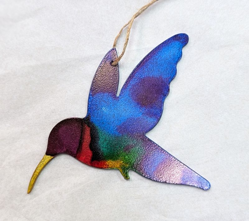 Painted Metal Hummingbird Ornament
