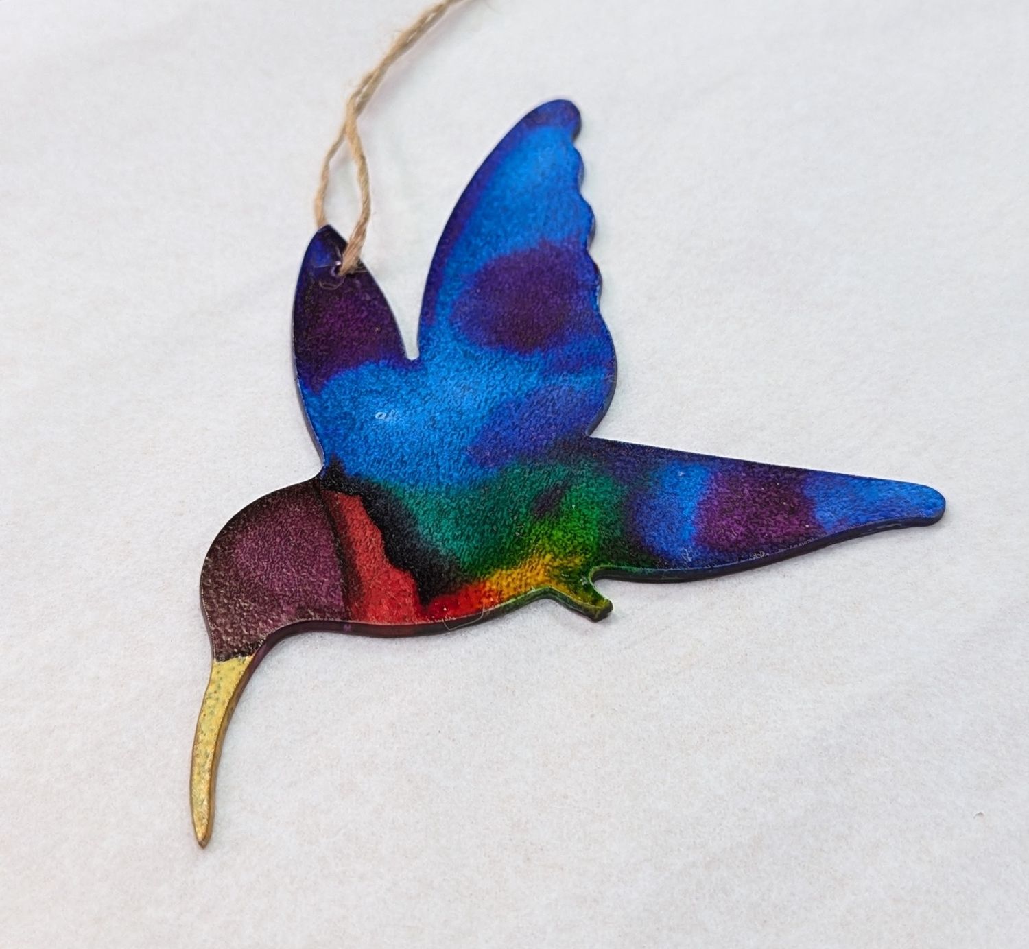 Painted Metal Hummingbird Ornament