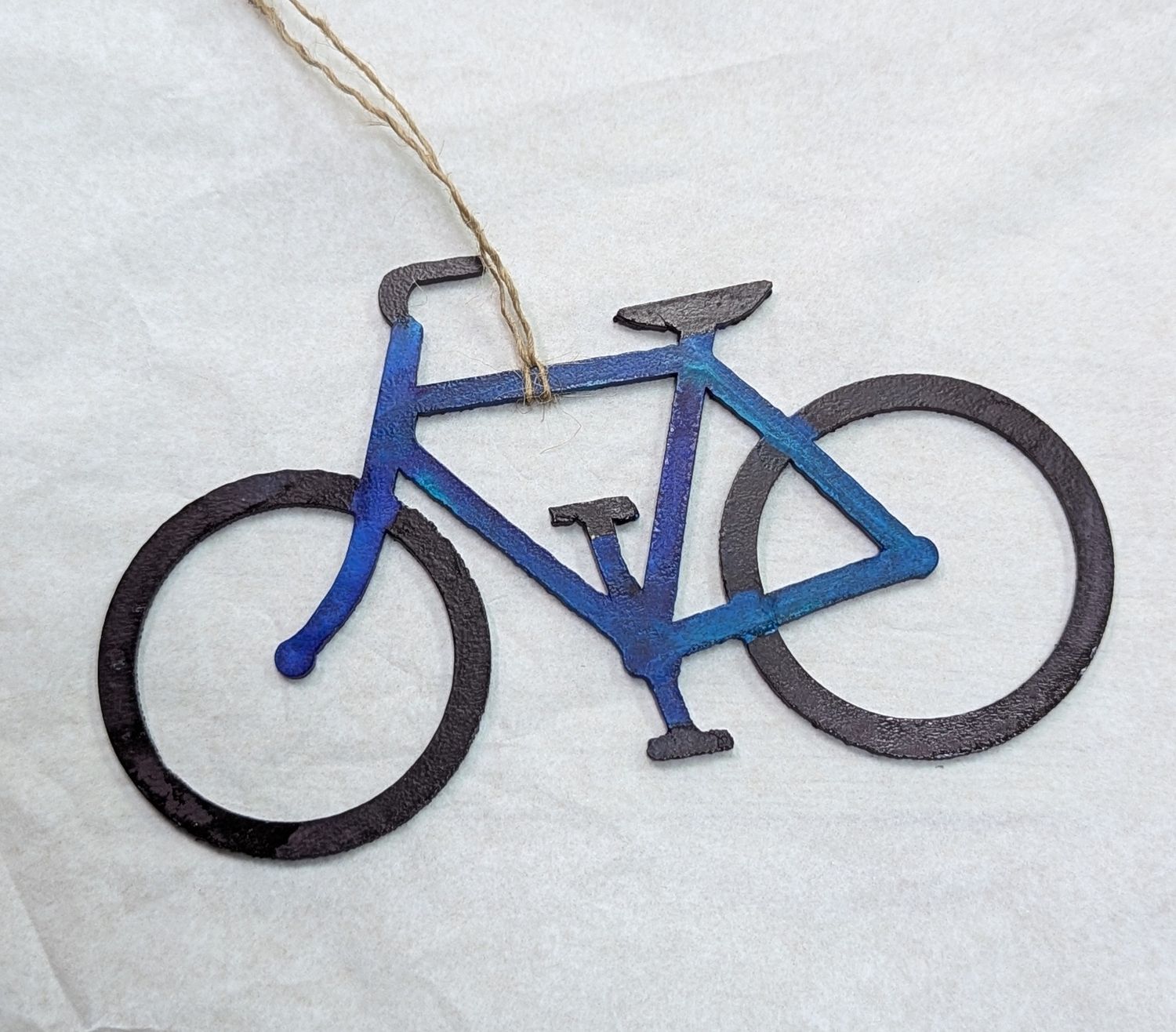 Blue Painted metal Bike Ornament
