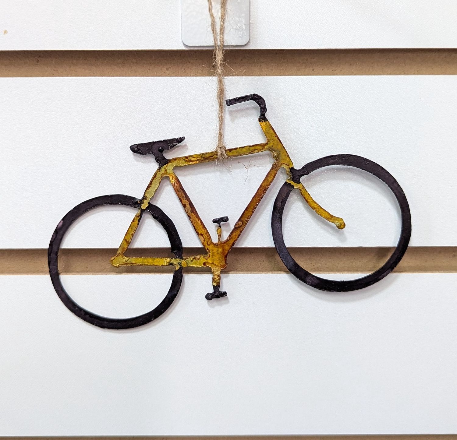 Yellow Painted Metal Bike Ornament