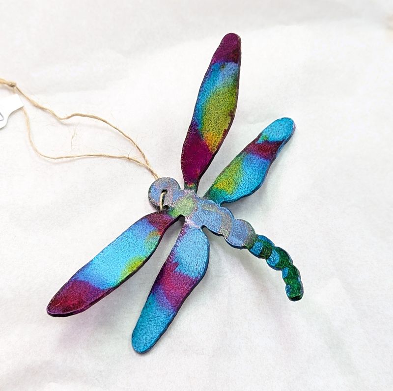 Painted Metal Dragonfly Ornament