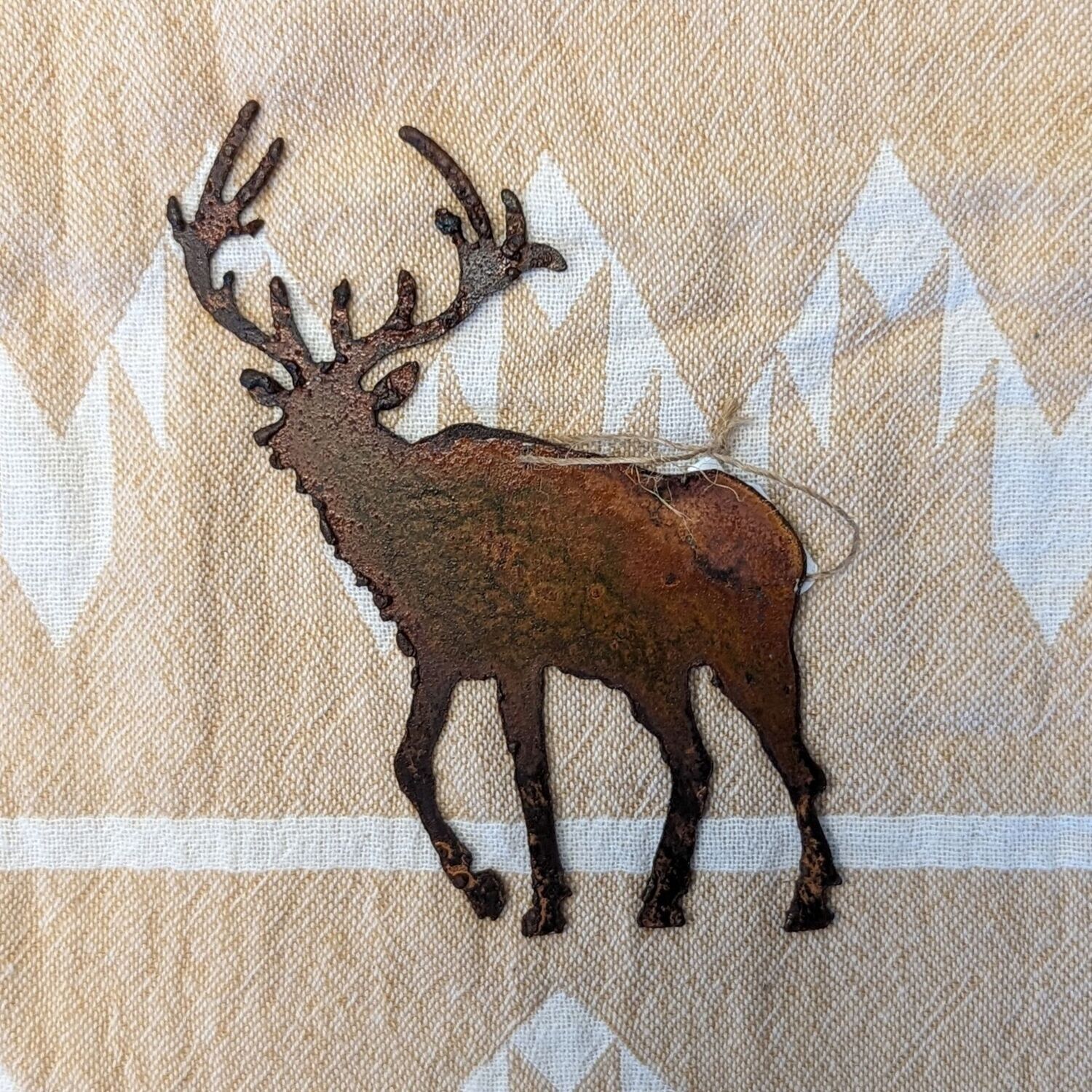 Rusted Metal Elk Ornament