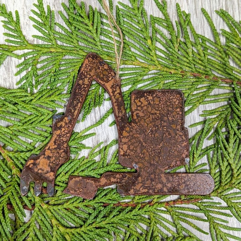 Rusted Metal Excavator Ornament