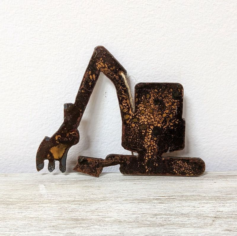 Rusted Metal Excavator Ornament