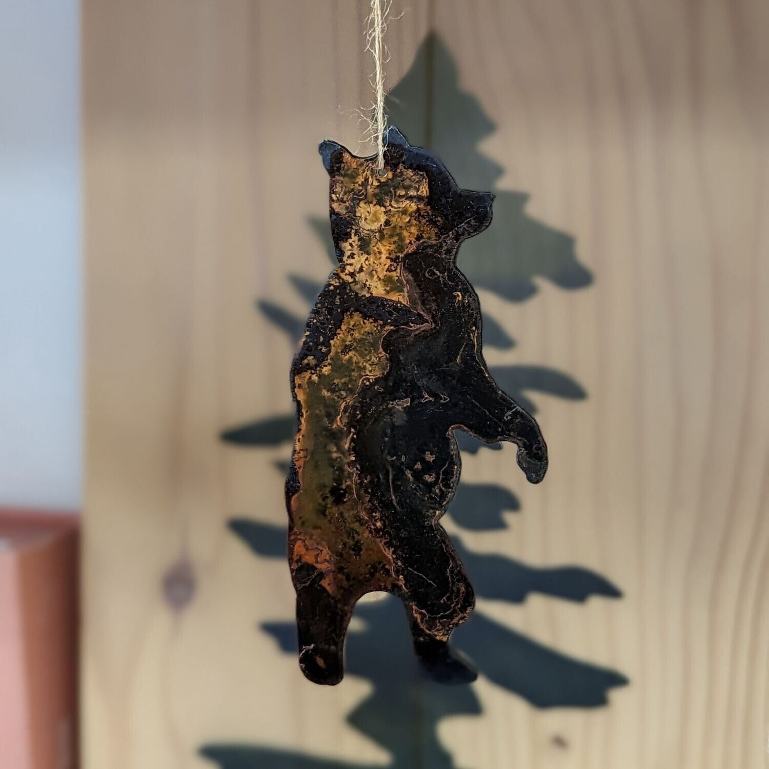 Rusted Metal Standing Bear Ornament