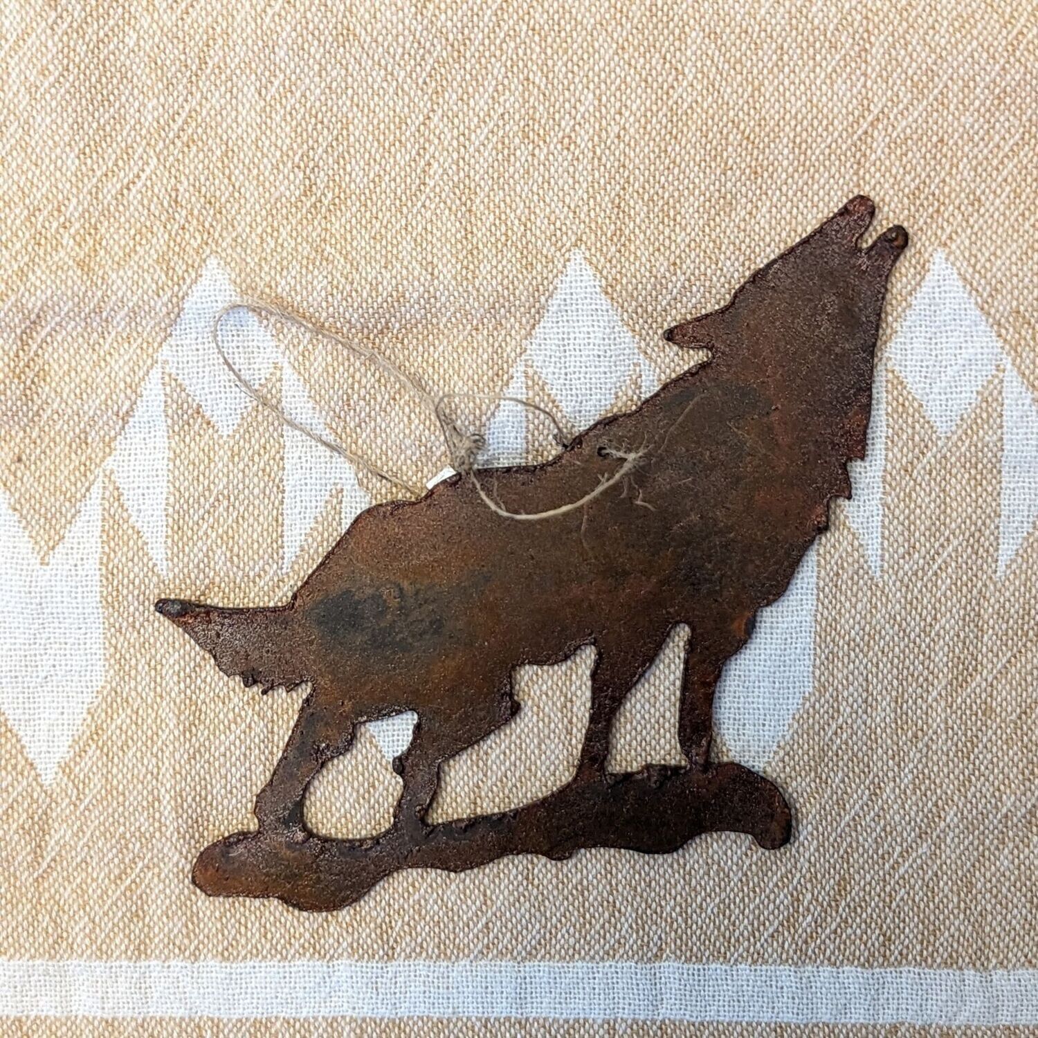 Rusted Metal Wolf Ornament