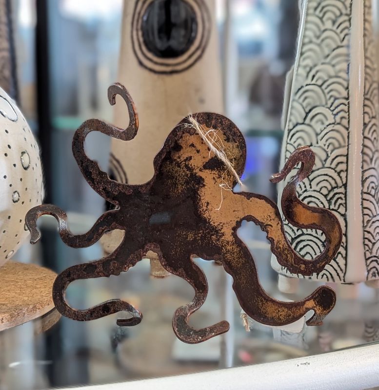 Rusted Metal Octopus Ornament