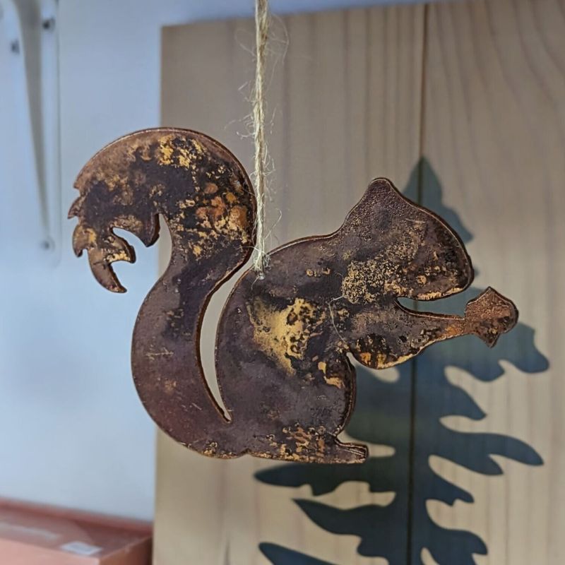 Rusted Metal Squirrel Ornament