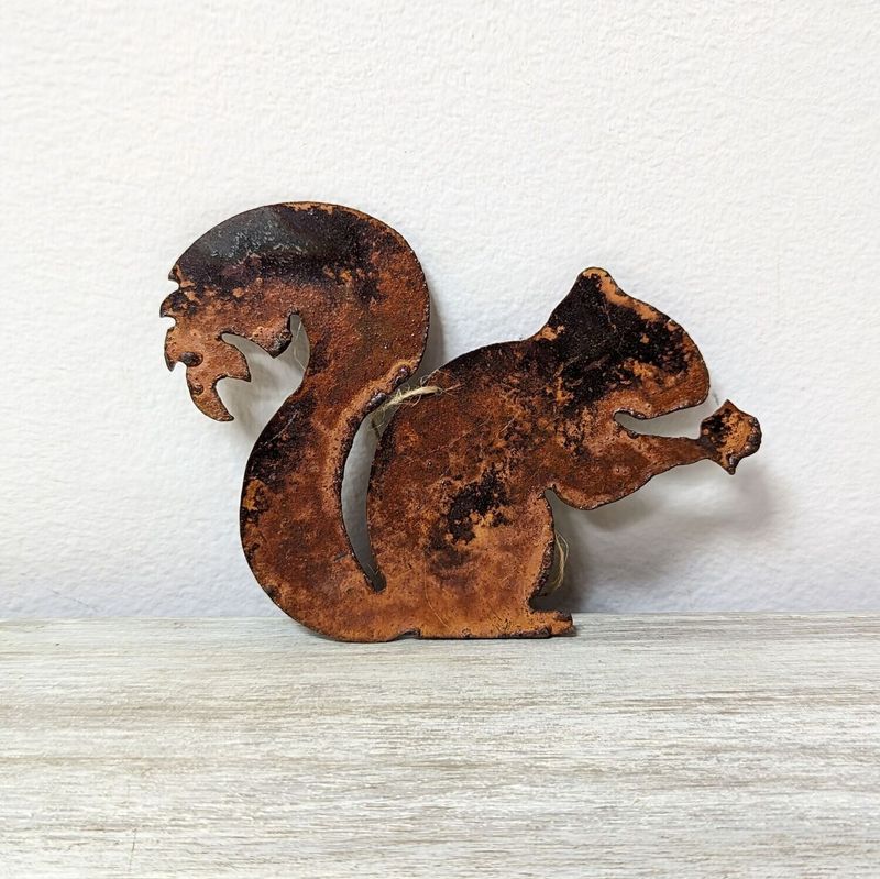 Rusted Metal Squirrel Ornament