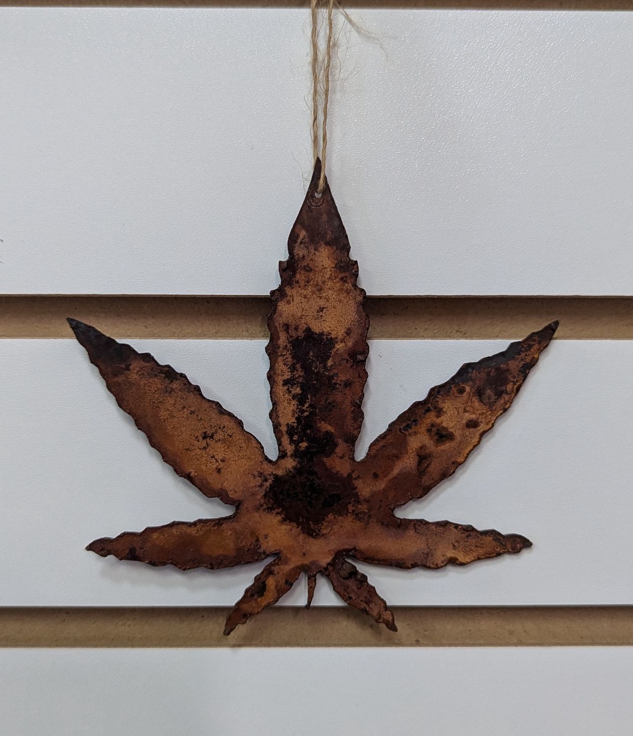 Rusted metal Pot Leaf Ornament