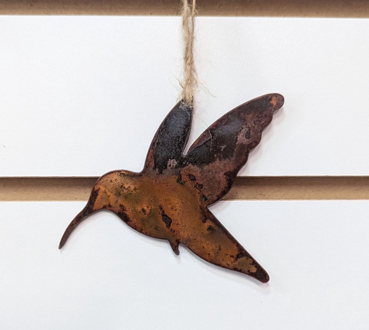 Rusted Metal Hummingbird Ornament
