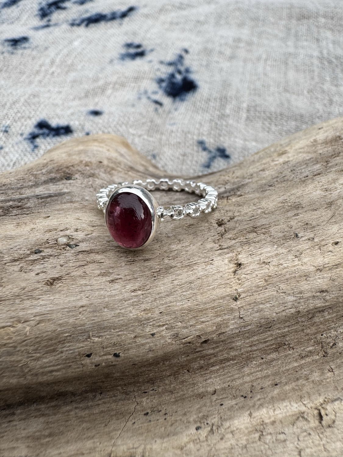 Oval Pink Tourmaline Sterling Silver Ring (8.5)