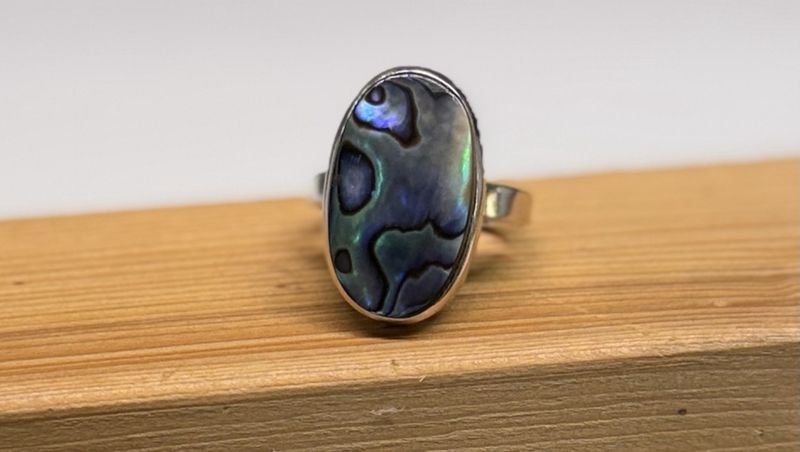 Oval Abalone Sterling Silver Ring (10)