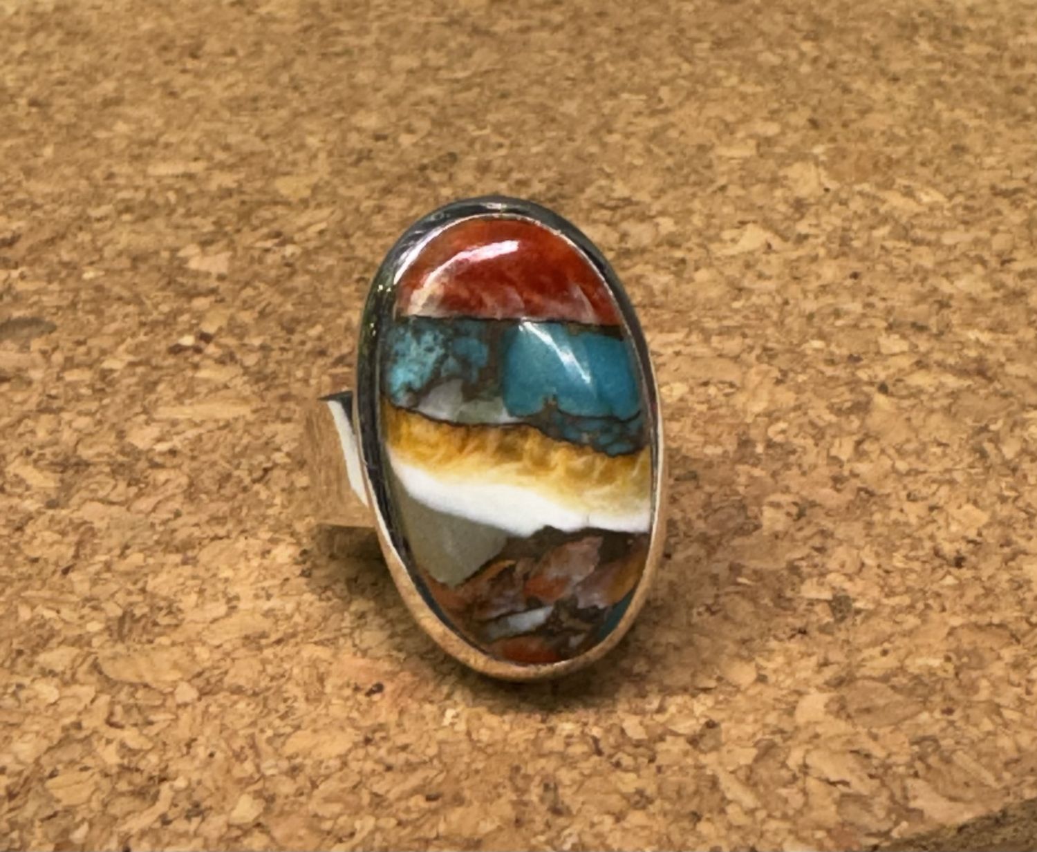 Oval Oyster Turquoise Sterling Silver Ring (8)