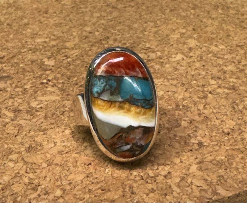 Oval Oyster Turquoise Sterling Silver Ring (8)