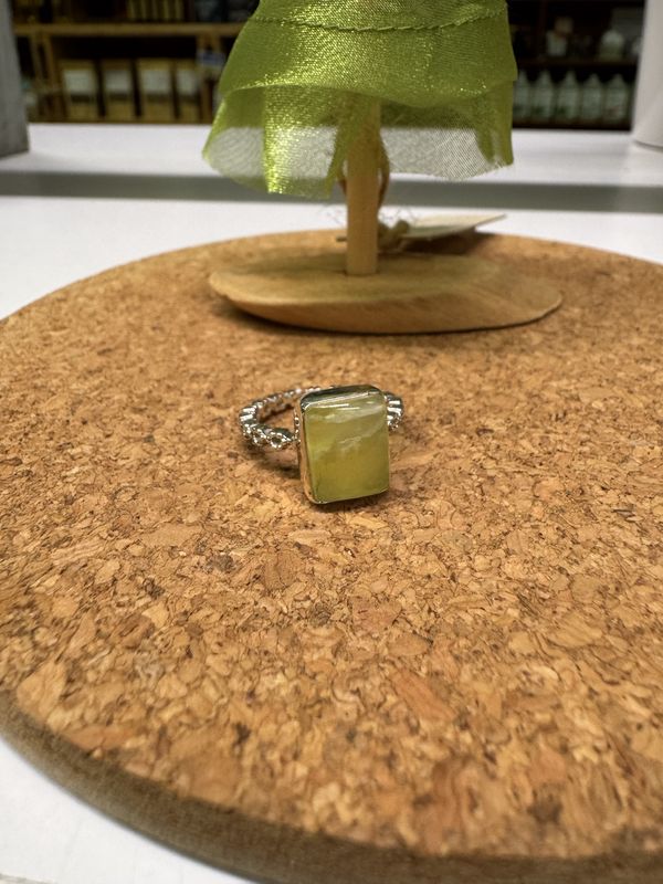 Rectangle Prehnite Sterling Silver Ring (7)