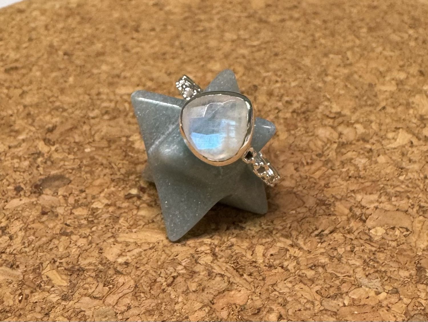 Teardrop Faceted Moonstone Sterling Silver Ring (5)