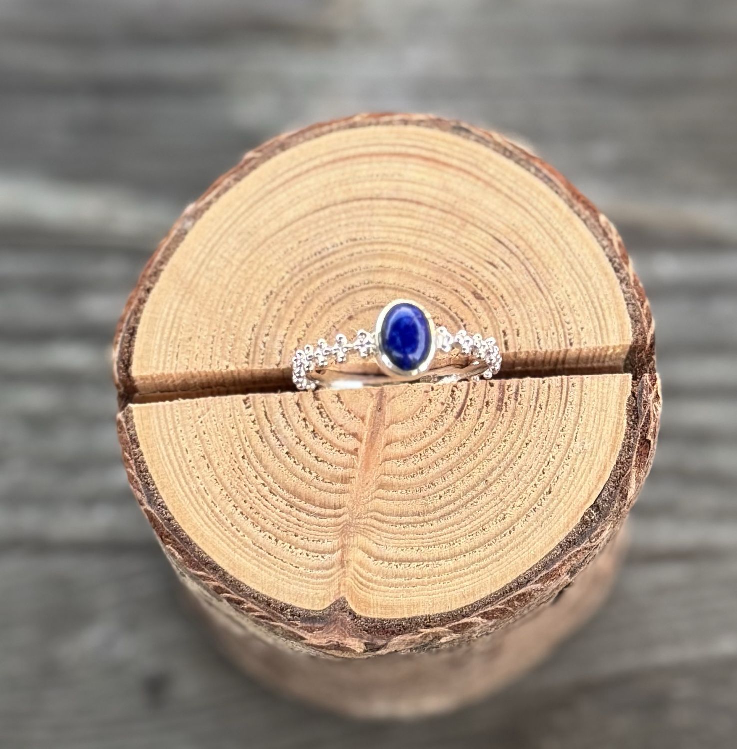 Mini Oval Lapis Sterling Silver Ring (8)