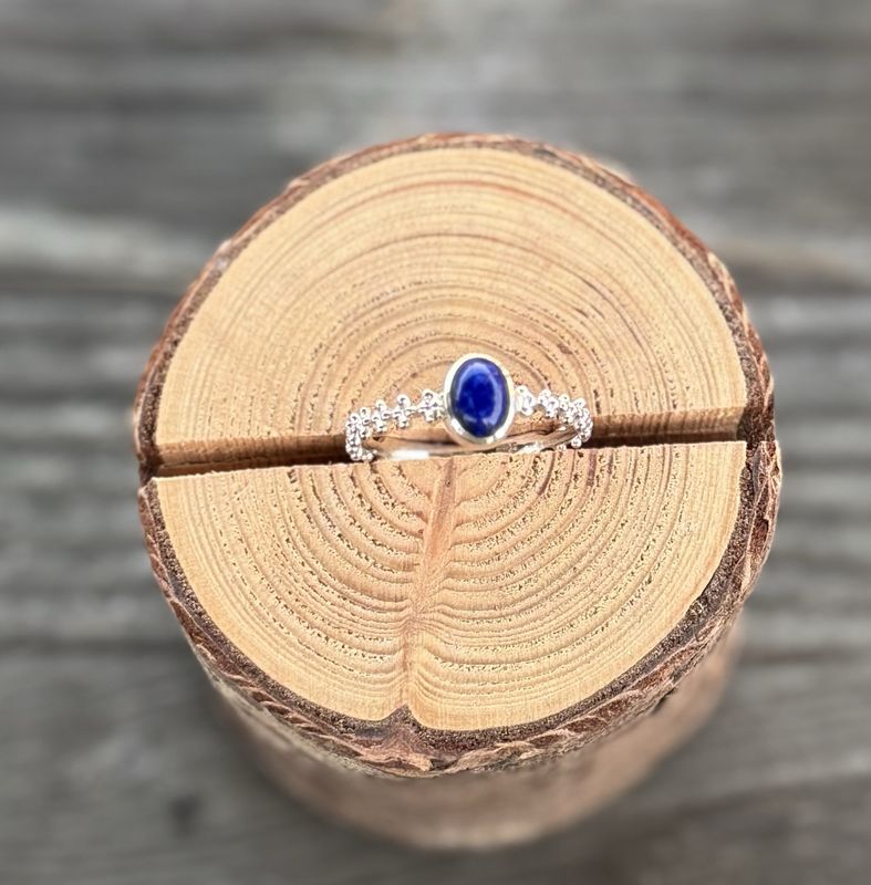Mini Oval Lapis Sterling Silver Ring (8)