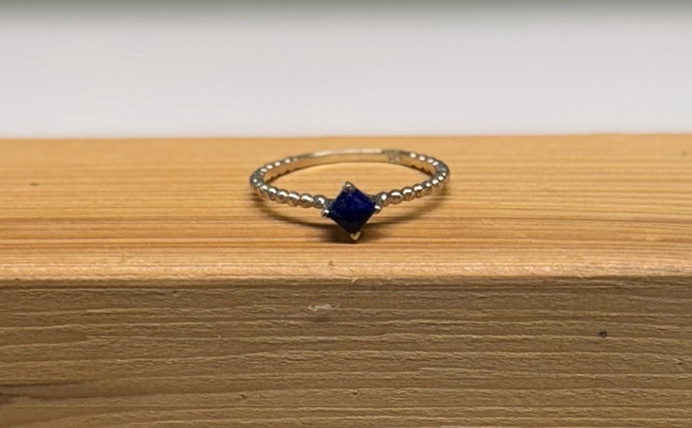 Mini Square Lapis Sterling Silver Ring (9.5)