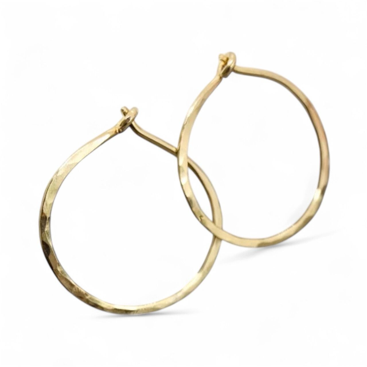 Medium 14K Gold Fill Hammered Hoops