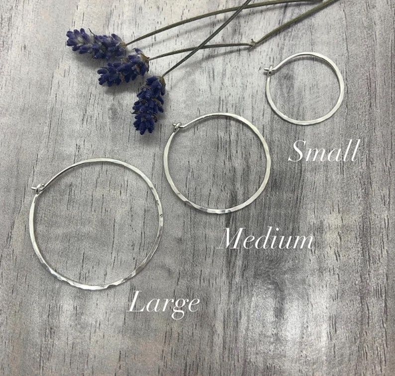 Large Sterling Silver Hammered Hoops