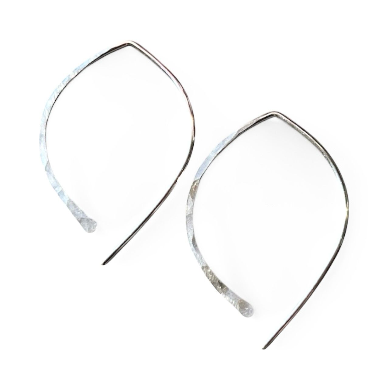 Large Sterling Silver Hammered Arc Earrings