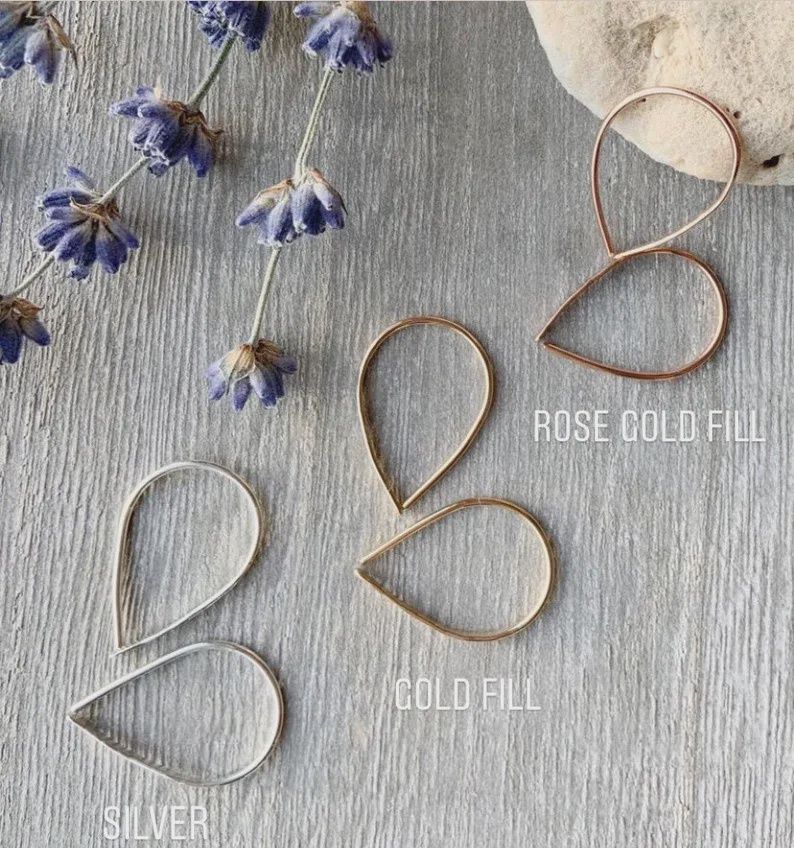 Small Hammered 14K Gold Fill Teardrop Threaders