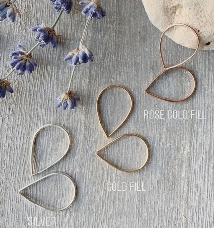 Small Hammered 14K Gold Fill Teardrop Threaders