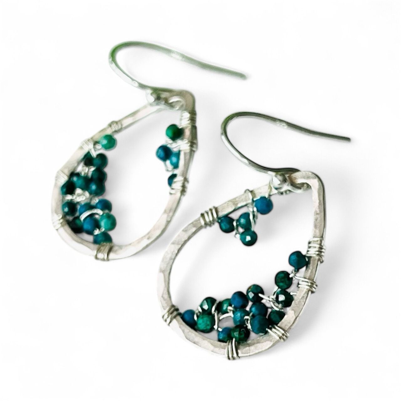 Chrysocolla Geode Sterling silver Earrings