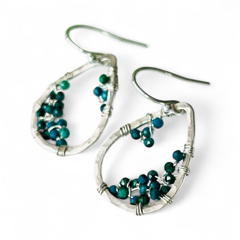 Chrysocolla Geode Sterling silver Earrings