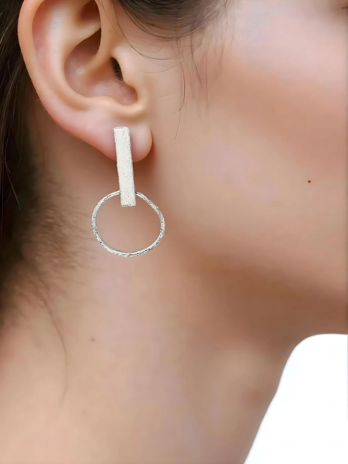 Sterling Silver Organic Hoop &amp; Bar Studs