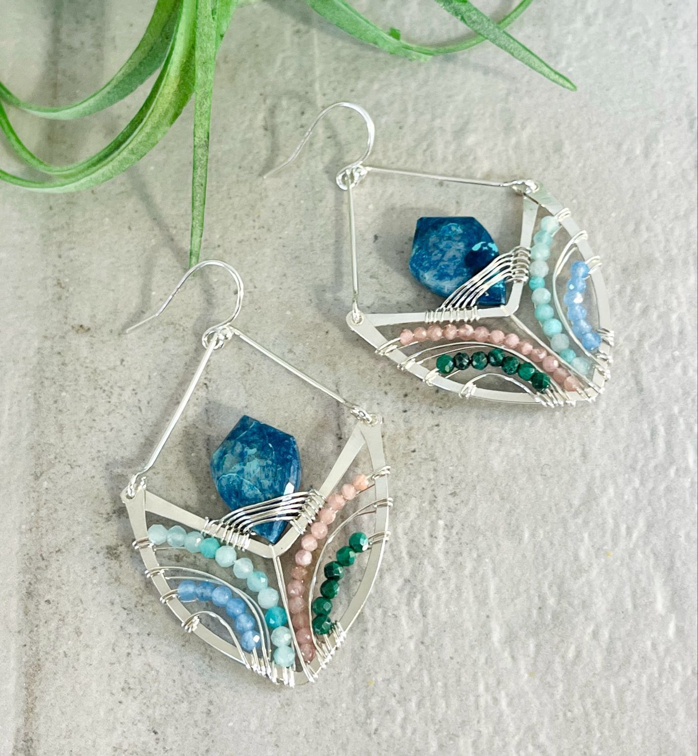 Chrysocolla Sterling Silver Tulip Earrings