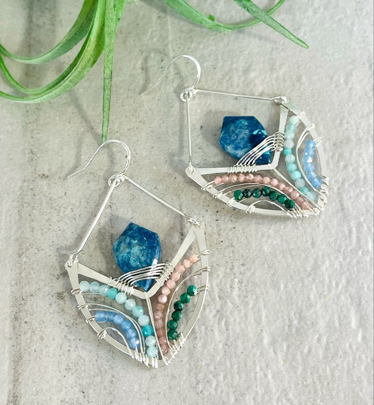 Chrysocolla Sterling Silver Tulip Earrings