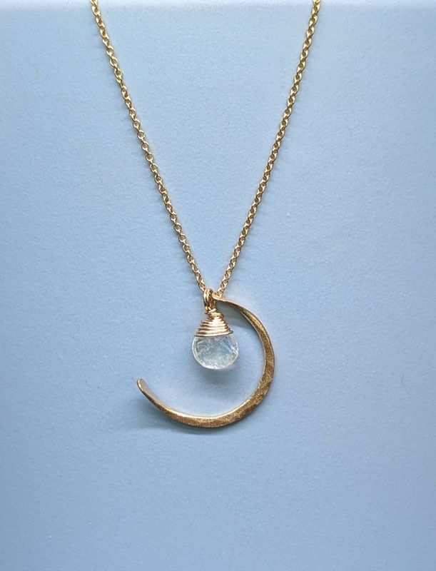 Moonstone 14K Gold Fill Crescent Moon Necklace