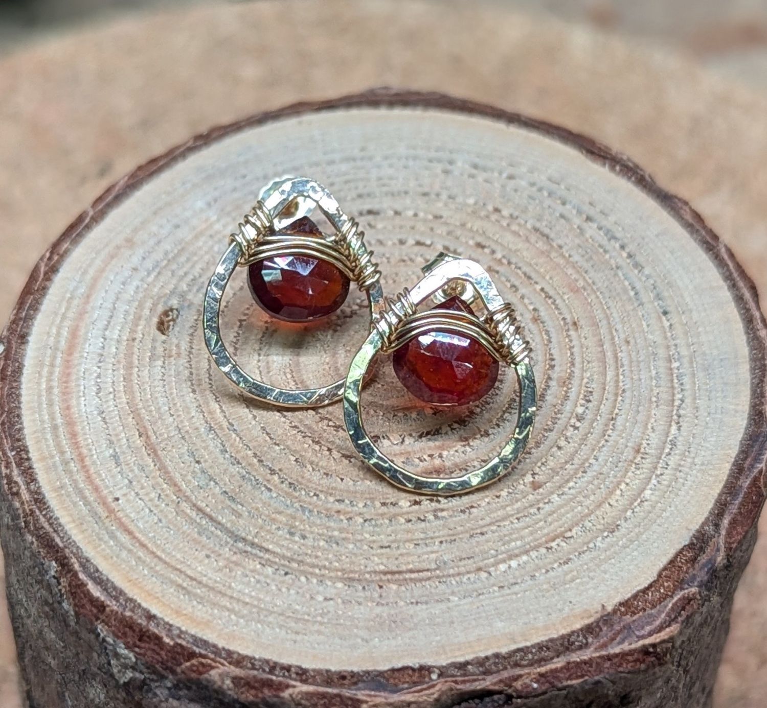 Garnet 14K Gold Fill Teardrop Studs
