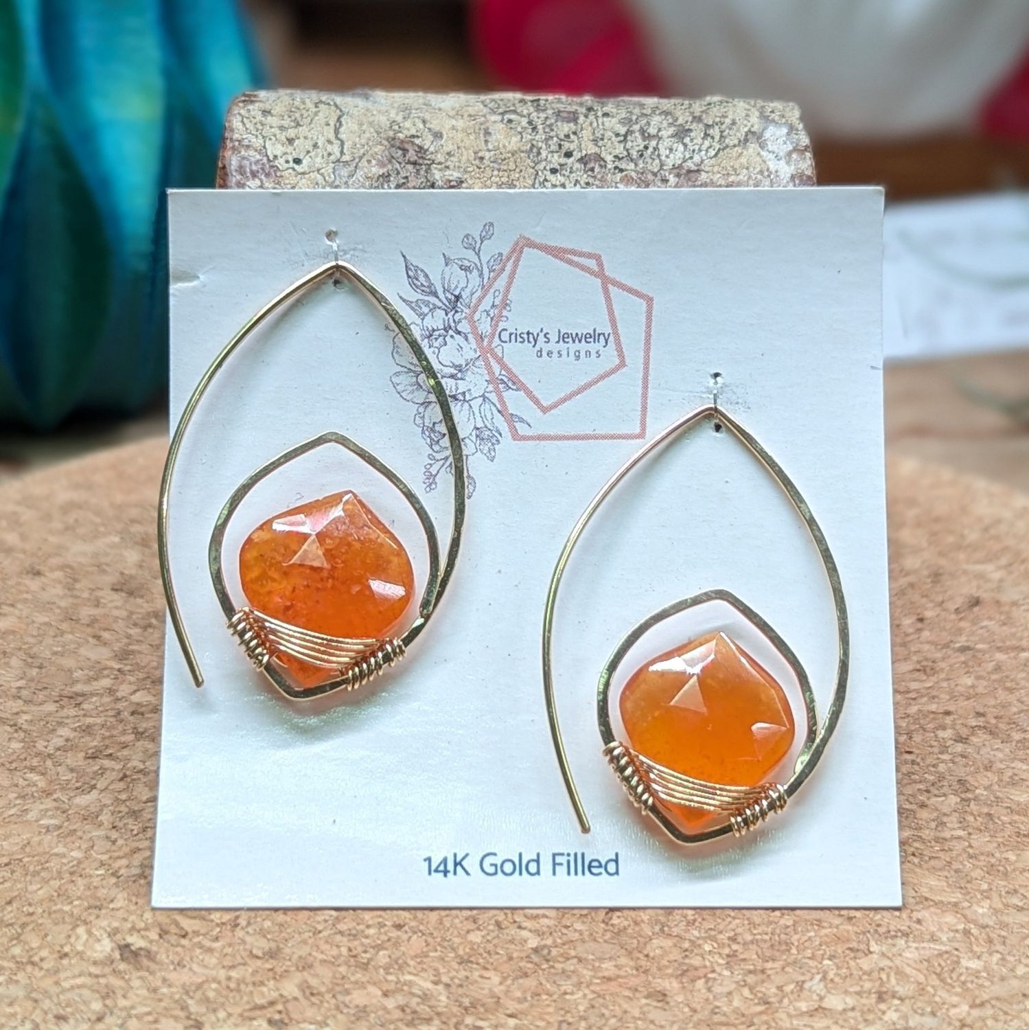 Carnelian 14K Gold Fill Leaf Threaders