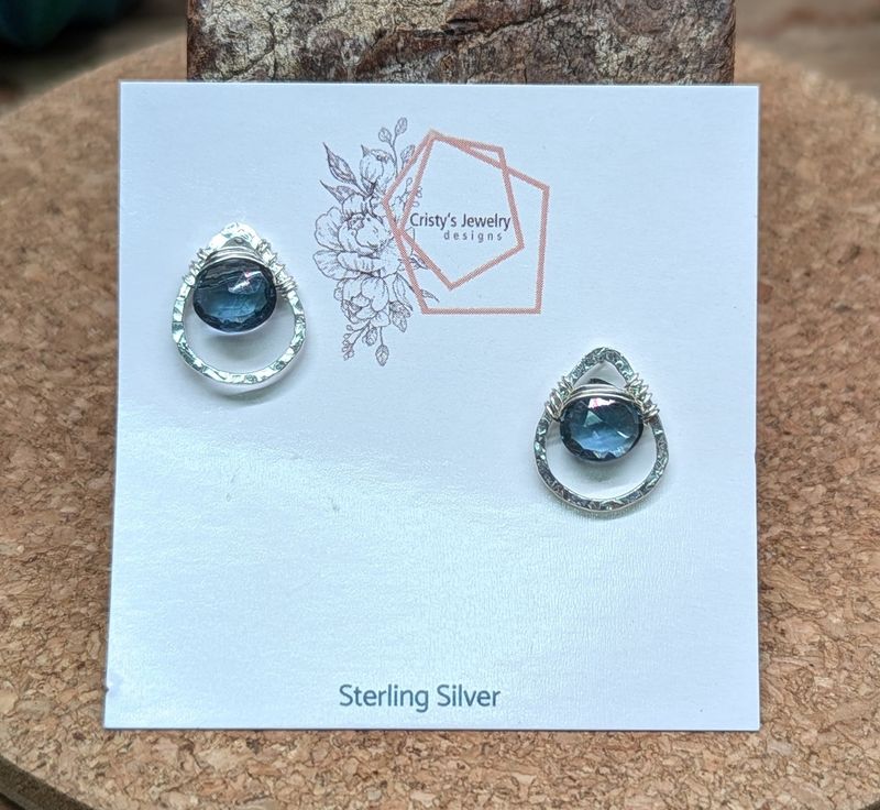 Blue Quartz Sterling Silver Teardrop Studs