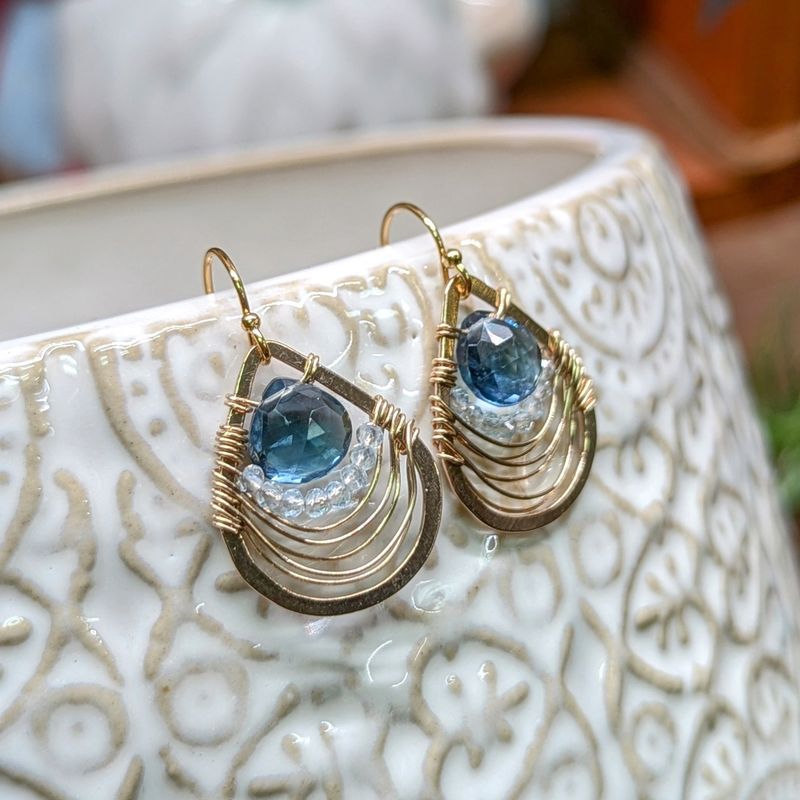 Blue Quartz 14K Gold Fill Teardrop Earrings