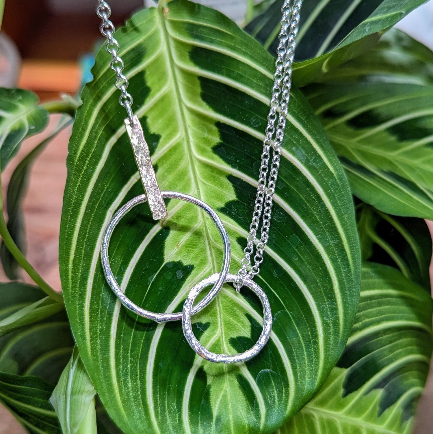 Mixed Metal Bar &amp; Hoop Necklace